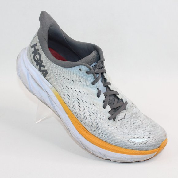 Hoka One One Other - Hoka Clifton 8 White Grey Yellow Mens Road Running Shoes 119393 Size 11.5D #142